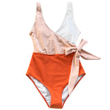 Maillot De Bain Une Pièce Ceinture Arc Monokini cou-V