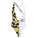 Sexy V-neck swimwear women monokini Bandage swimsuit bathers summer Leopard one-piece suits Brazilian bikini 2019 bathing suit