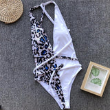 Sexy V-neck swimwear women monokini Bandage swimsuit bathers summer Leopard one-piece suits Brazilian bikini 2019 bathing suit