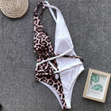 Sexy V-neck swimwear women monokini Bandage swimsuit bathers summer Leopard one-piece suits Brazilian bikini 2019 bathing suit