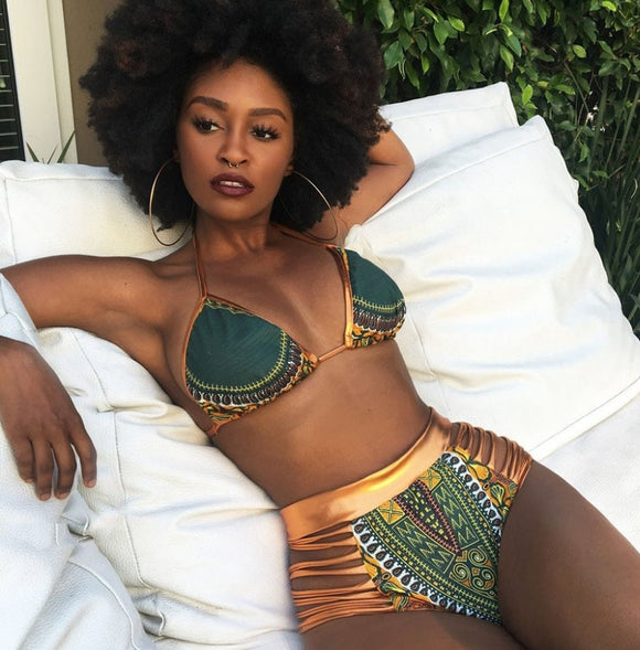 2019 nouveaux sexy maillot de bain africain géométrique taille haute