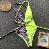 Sexy V-neck swimwear women monokini Bandage swimsuit bathers summer Leopard one-piece suits Brazilian bikini 2019 bathing suit