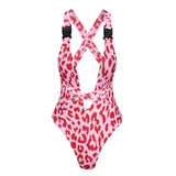 Sexy V-neck swimwear women monokini Bandage swimsuit bathers summer Leopard one-piece suits Brazilian bikini 2019 bathing suit