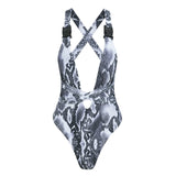 Sexy V-neck swimwear women monokini Bandage swimsuit bathers summer Leopard one-piece suits Brazilian bikini 2019 bathing suit