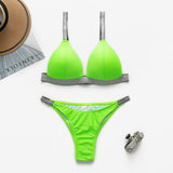 Neon vert micro bikini maillot de bain Triangle -bealay-